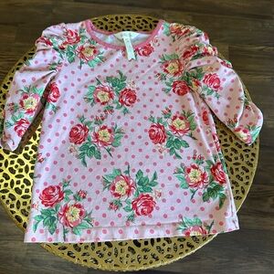 Matilda Jane Girls Floral Polka Dot Top | Pink Roses